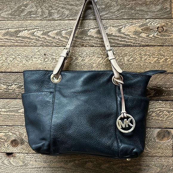 Michael Kors Black Pebble Leather Tote Bag - Picture 1 of 13
